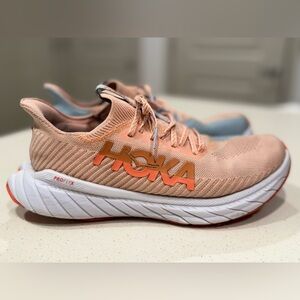 HOKA Carbon X 3 Performance Running Shoes Peach Blue Women's 10.5 B